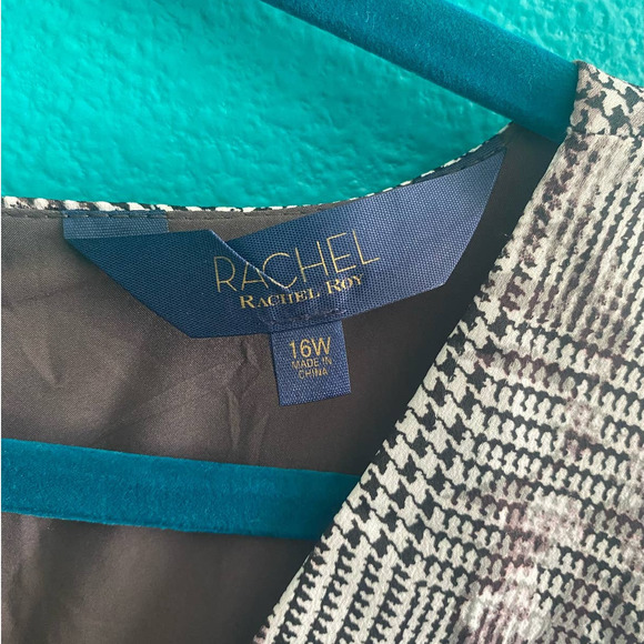 Rachel Roy Houndstooth Floral Midi Length Tea Dress 16W - Picture 8 of 10